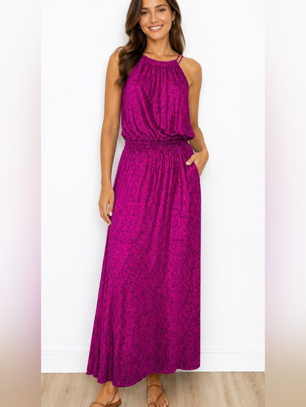 Apt. 9 Fuchsia One-Shoulder Maxi Dress